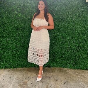 Endless Rose Combination Lace Spaghetti Strap Midi Dress